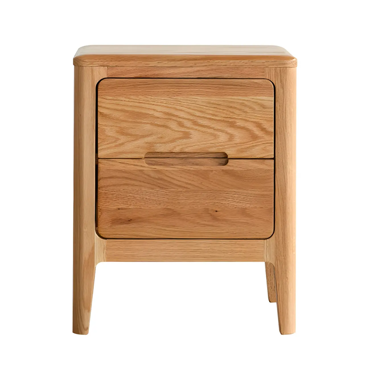 Rectangular Natural Wood 2 Drawer Bedside Nightstand Image - 5 | homeyfad