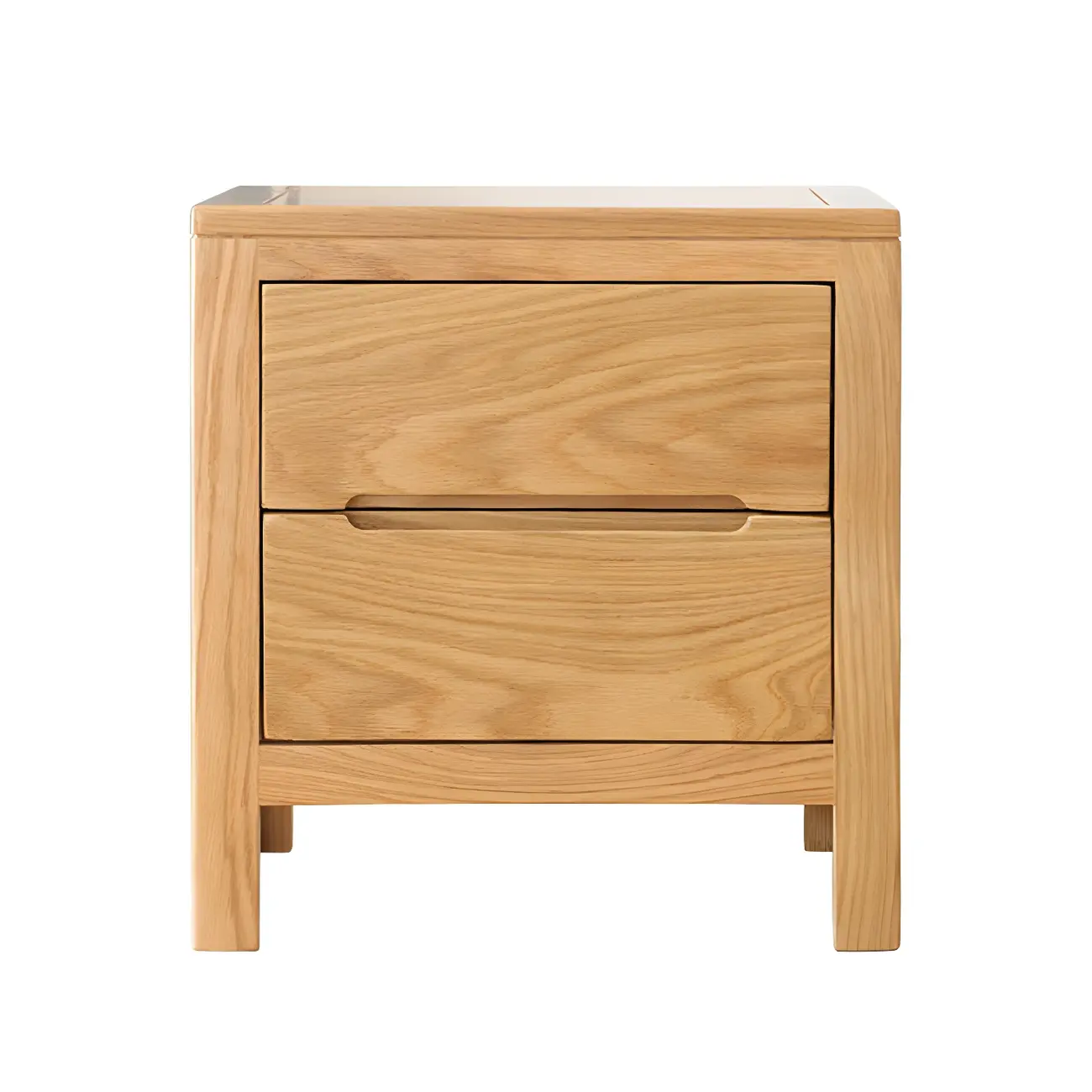Rectangular Natural Wood 2 Drawer Bedside Nightstand Image - 7 | homeyfad