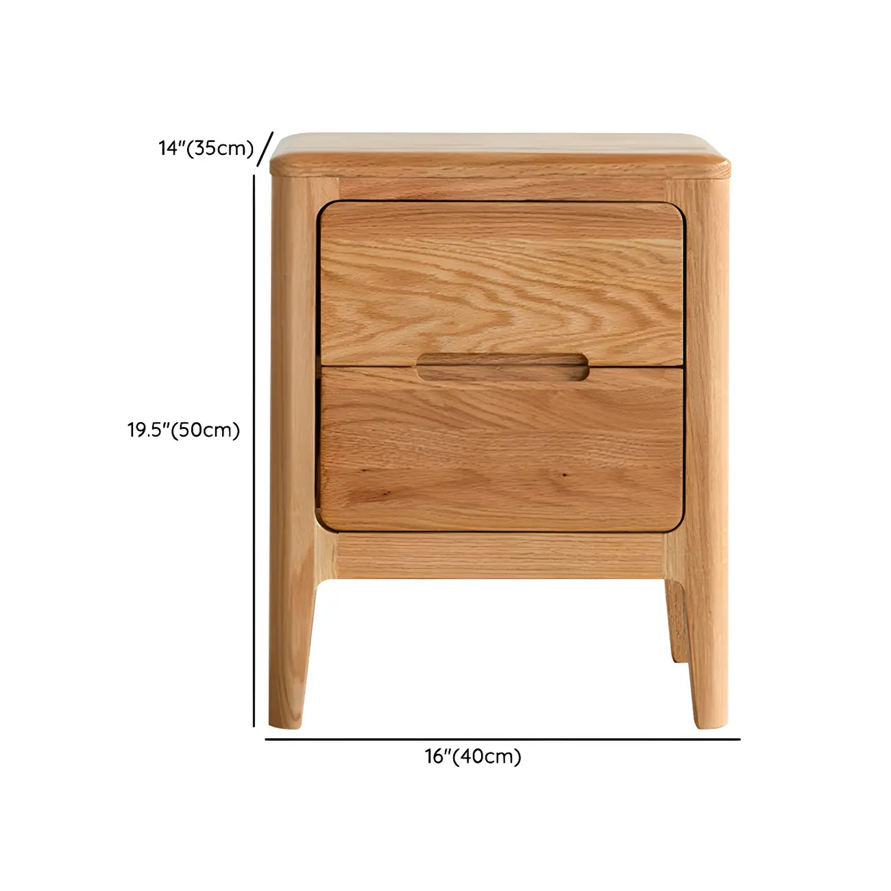 Rectangular Natural Wood 2 Drawer Bedside Nightstand #size | homeyfad