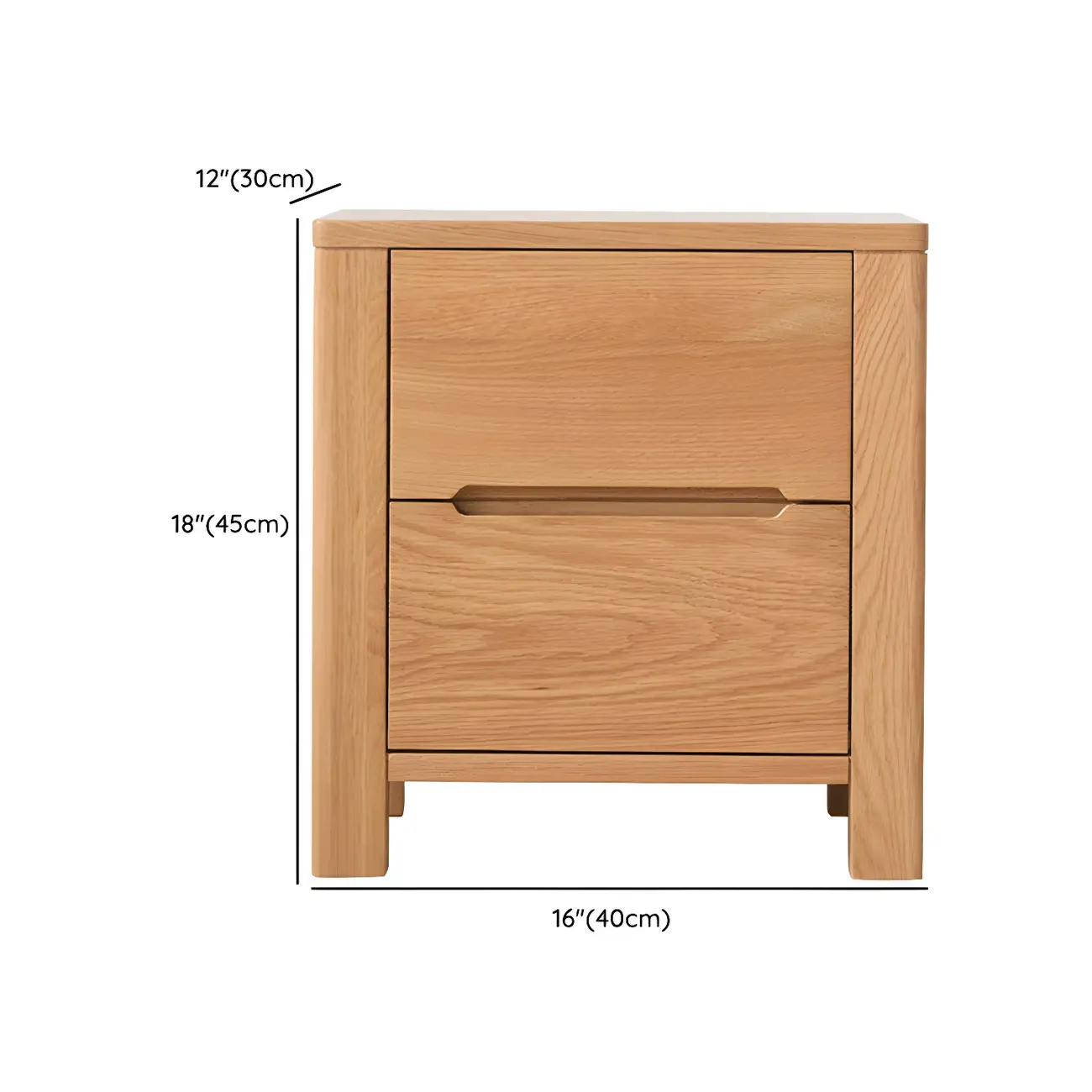 Rectangular Natural Wood 2 Drawer Bedside Nightstand Image - 18 | homeyfad