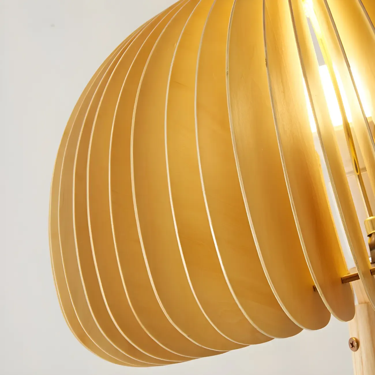 Art Deco Yellow Wooden Mushroom-Shaped LED Table Lamp Image - 7