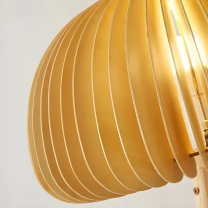 Art Deco Yellow Wooden Mushroom-Shaped LED Table Lamp Image - 7