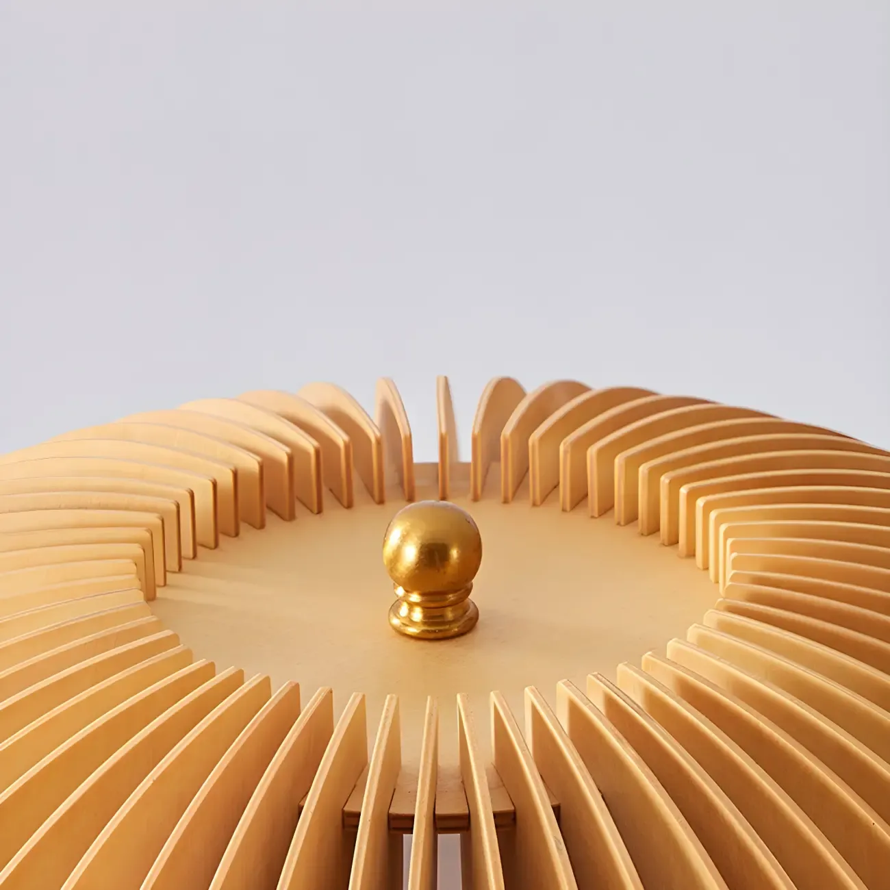 Art Deco Yellow Wooden Mushroom-Shaped LED Table Lamp Image - 9