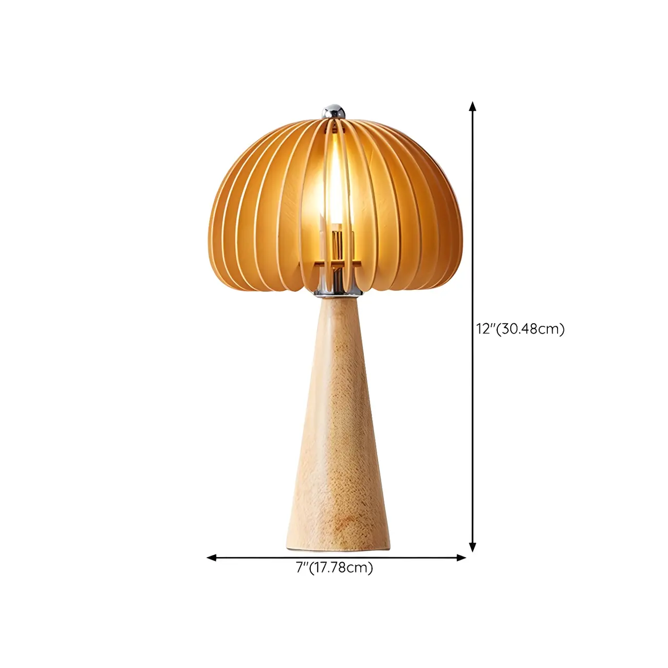 Art Deco Yellow Wooden Mushroom-Shaped LED Table Lamp #size | homeyfad