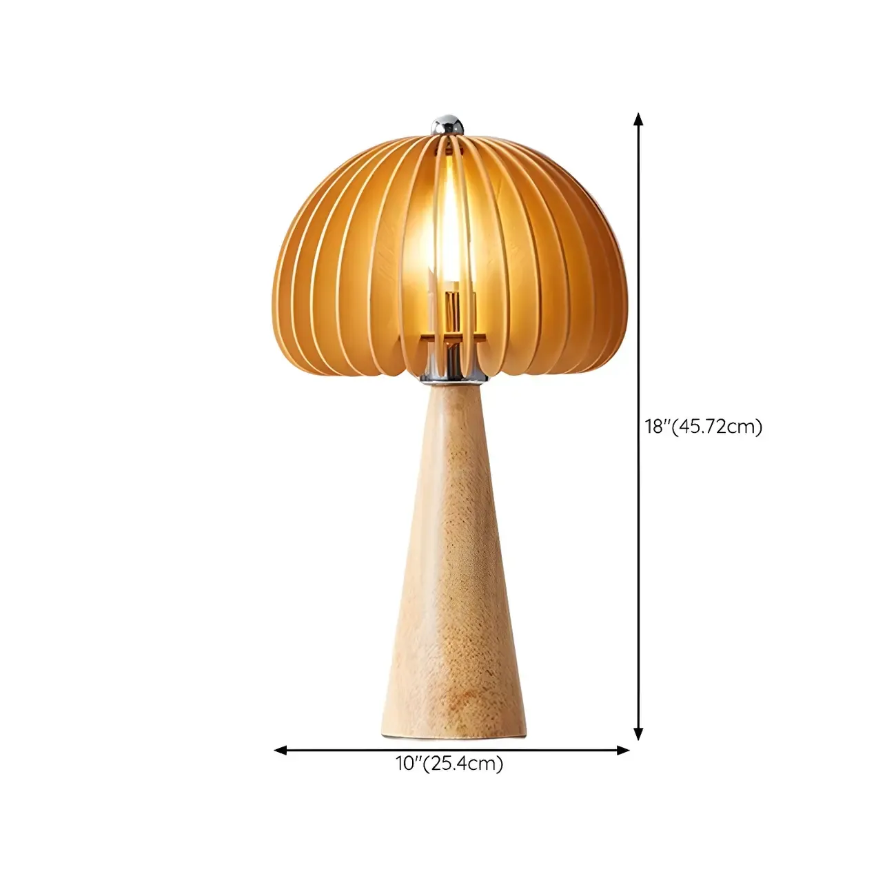 Art Deco Yellow Wooden Mushroom-Shaped LED Table Lamp Image - 13