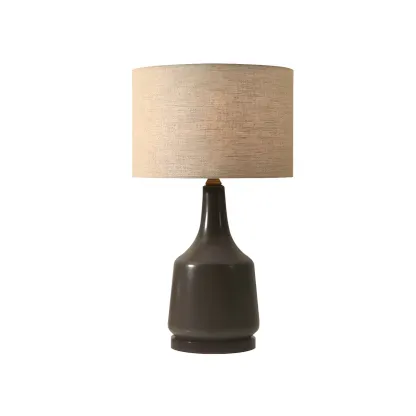 Retro Ceramic Drum-Shape LED Table Lamp with Fabric Shade Image - 3