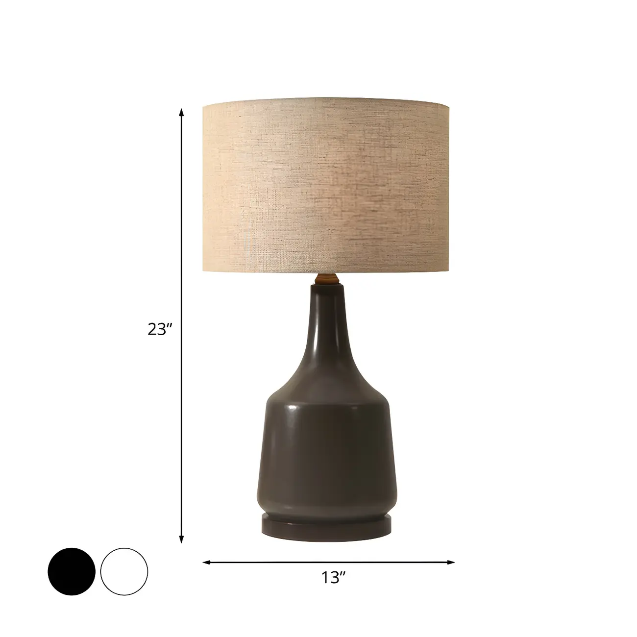 Retro Ceramic Drum-Shape LED Table Lamp with Fabric Shade Image - 4 | homeyfad