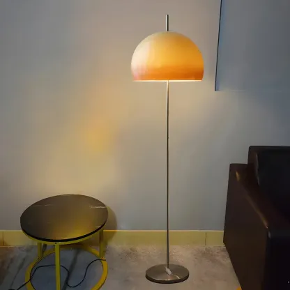 Contemporary Stand up Floor Lamp with Amber Orange Glass Dome