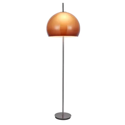Contemporary Stand up Floor Lamp with Amber Orange Glass Dome