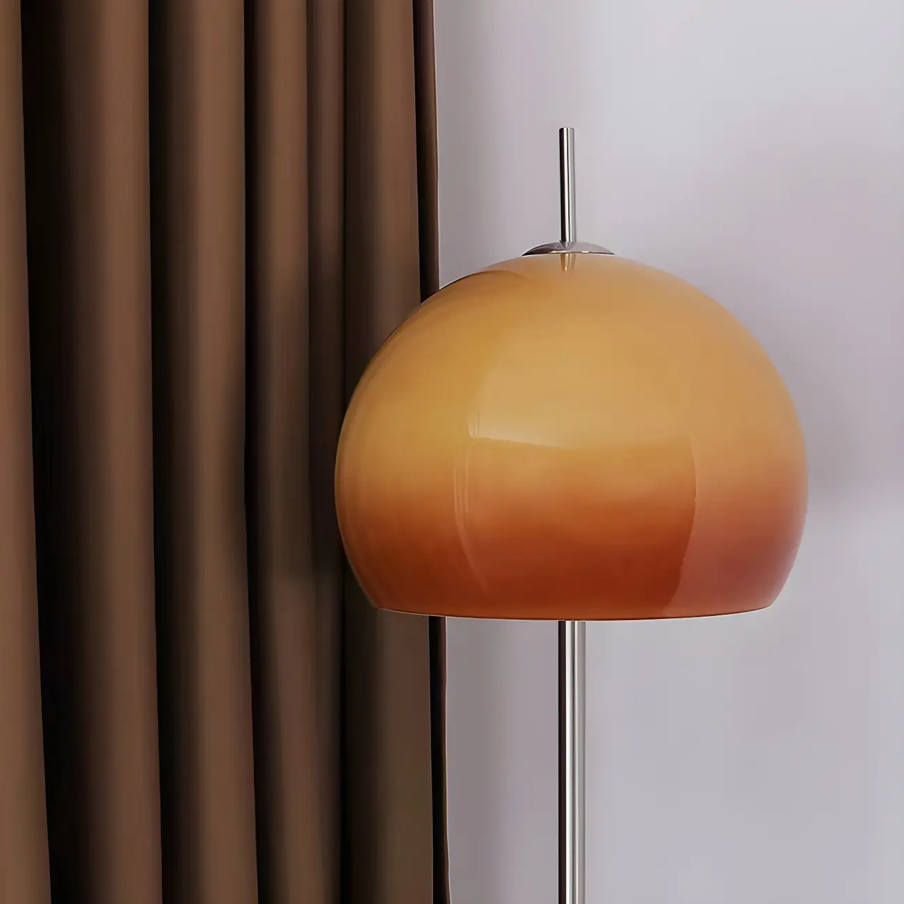 Contemporary Stand up Floor Lamp with Amber Orange Glass Dome | homeyfad
