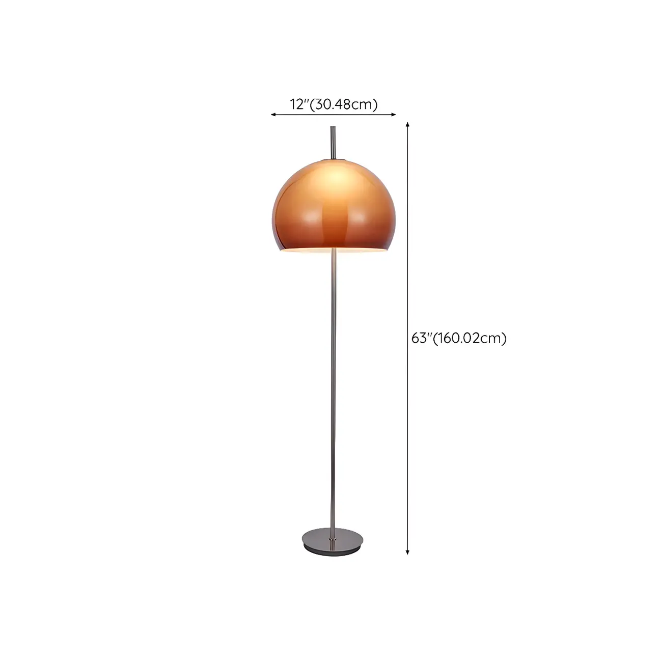 Contemporary Stand up Floor Lamp with Amber Orange Glass Dome | homeyfad