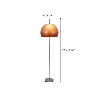 Contemporary Stand up Floor Lamp with Amber Orange Glass Dome