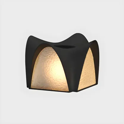 Solar Wavy Black and Glass Shade Post Cap Light Image - 8