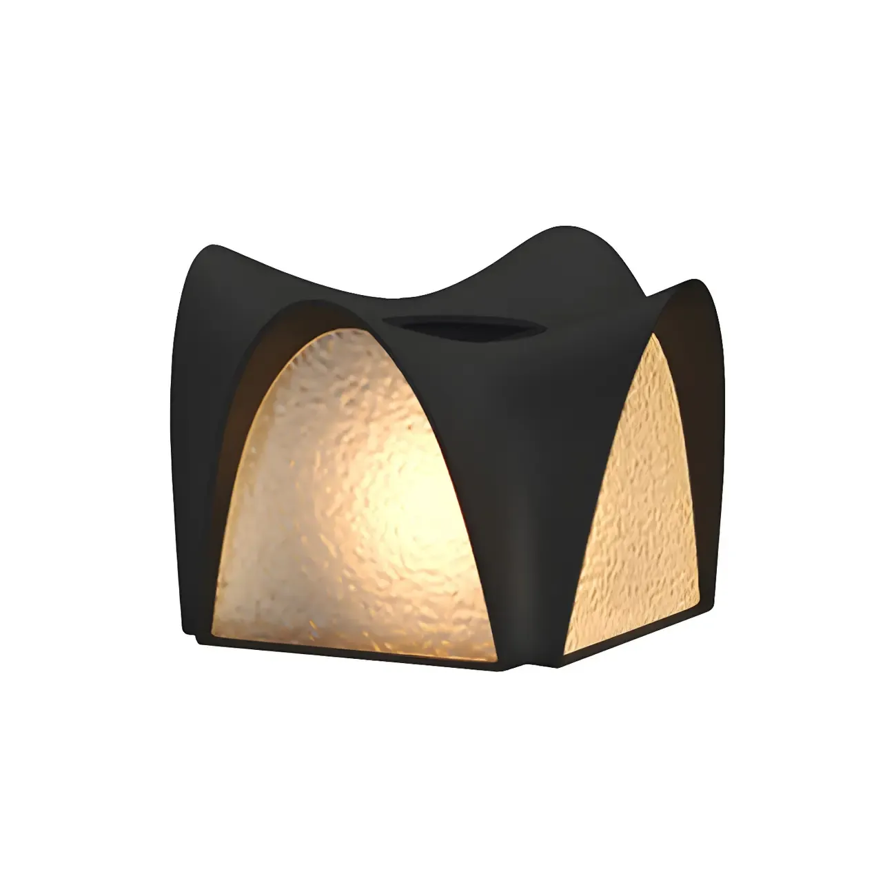 Solar Wavy Black and Glass Shade Post Cap Light Image - 11