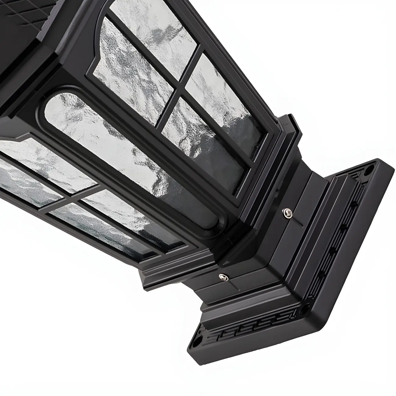 Retro Glass Pane Solar Metal Black Post Cap Light Image - 11 | homeyfad