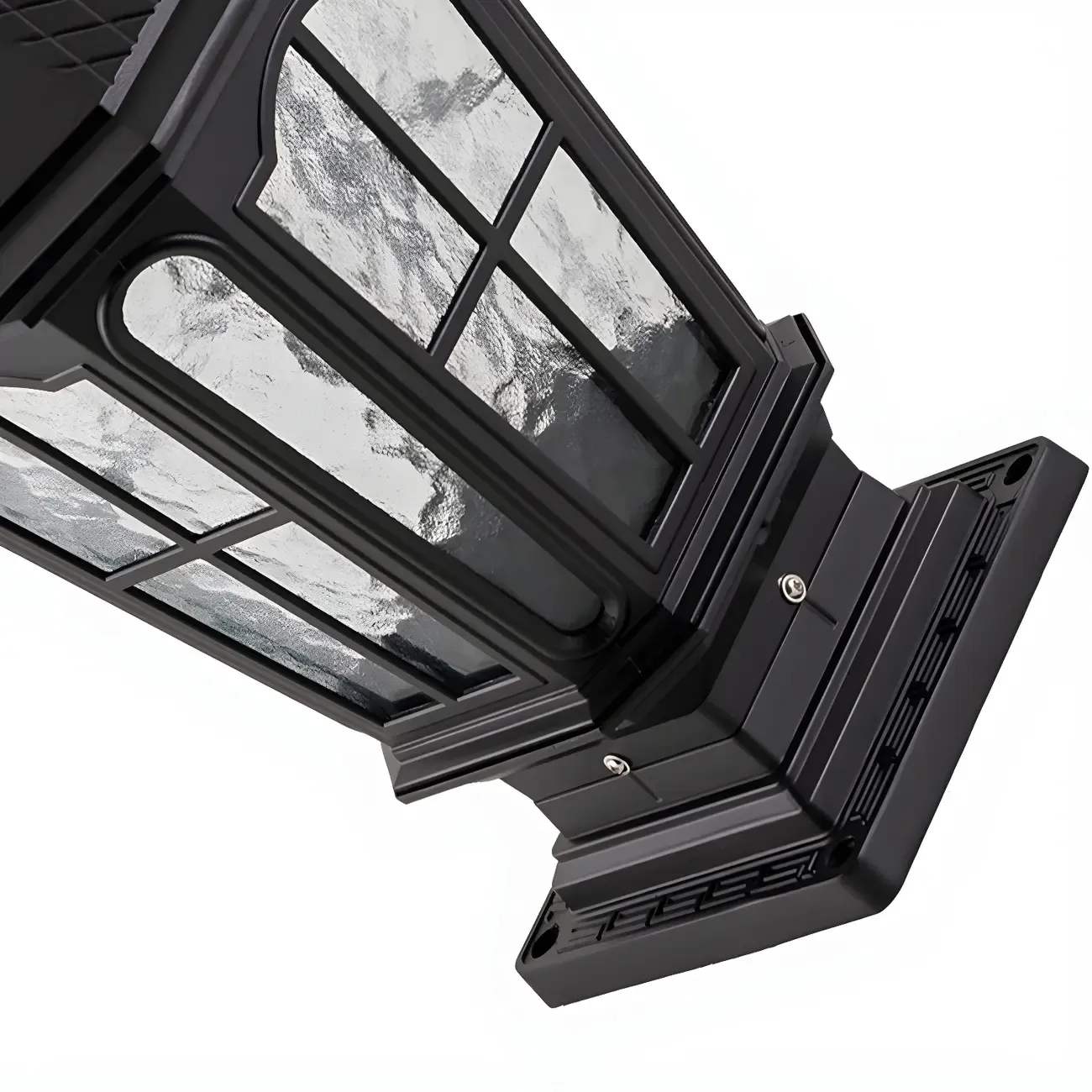 Retro Glass Pane Solar Metal Black Post Cap Light Image - 11