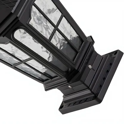 Retro Glass Pane Solar Metal Black Post Cap Light Image - 11