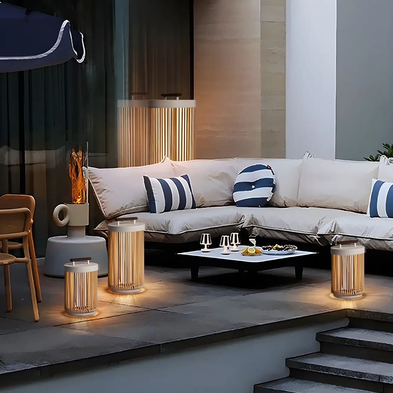 Rattan Grid Metal Cylindrical Post Cap Light Image - 4 | homeyfad