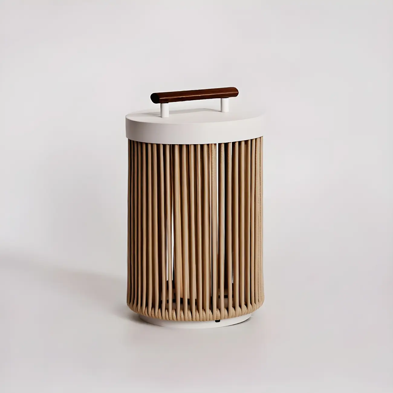 Rattan Grid Metal Cylindrical Post Cap Light Image - 8 | homeyfad