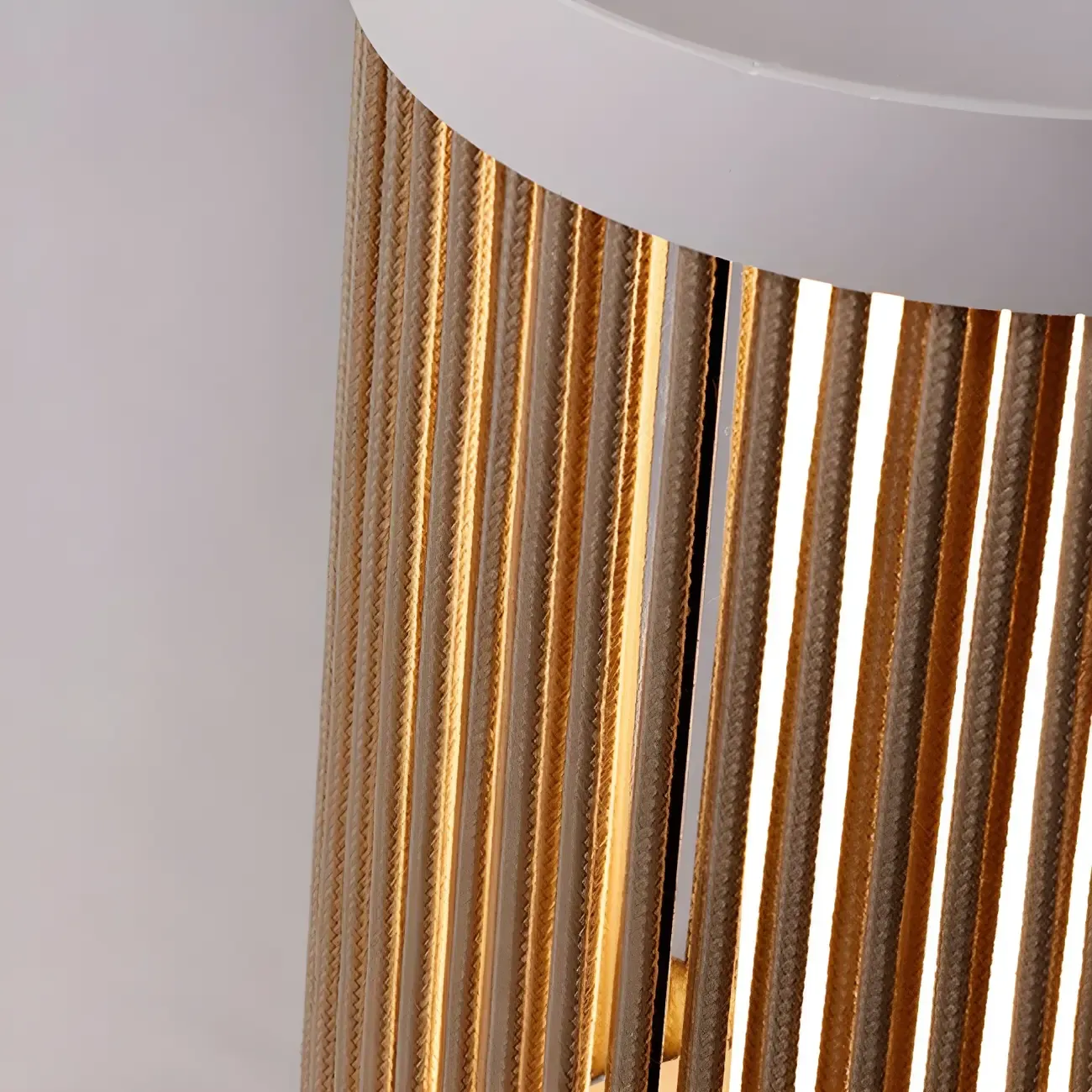 Rattan Grid Metal Cylindrical Post Cap Light Image - 9