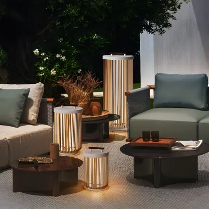 Rattan Grid Metal Cylindrical Post Cap Light Image - 5