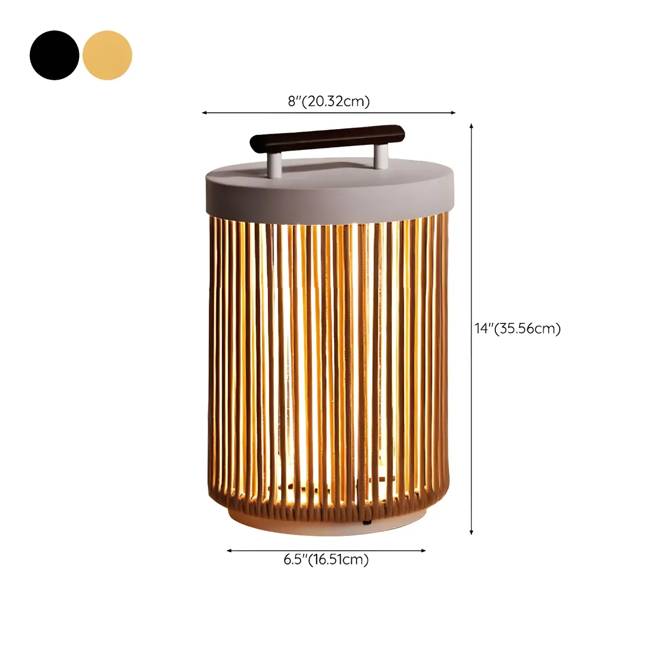 Rattan Grid Metal Cylindrical Post Cap Light #size