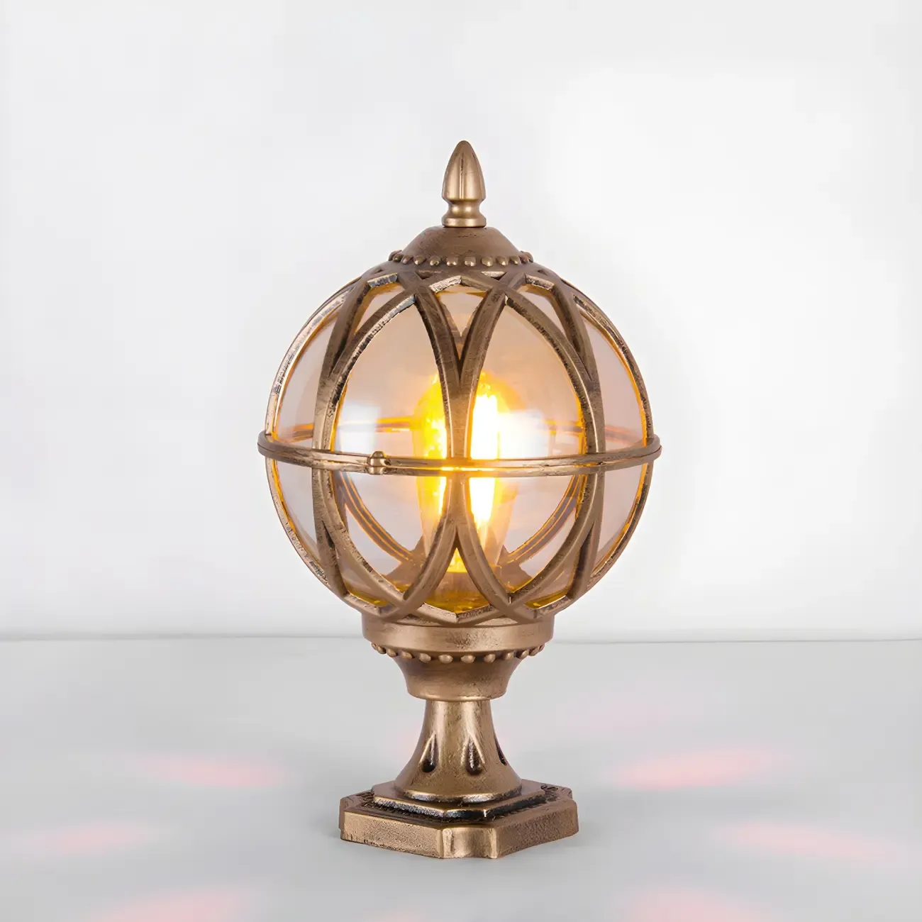 Retro Metal Glass Globe Post Cap Light Image - 3