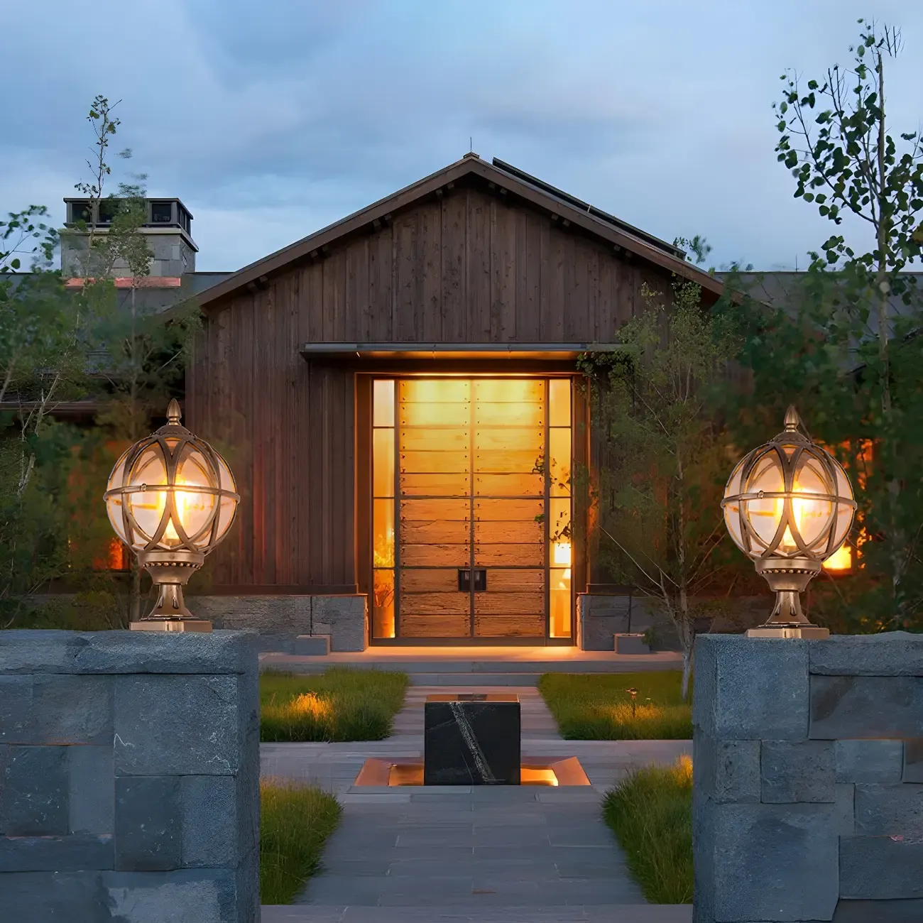 Retro Metal Glass Globe Post Cap Light Image - 6