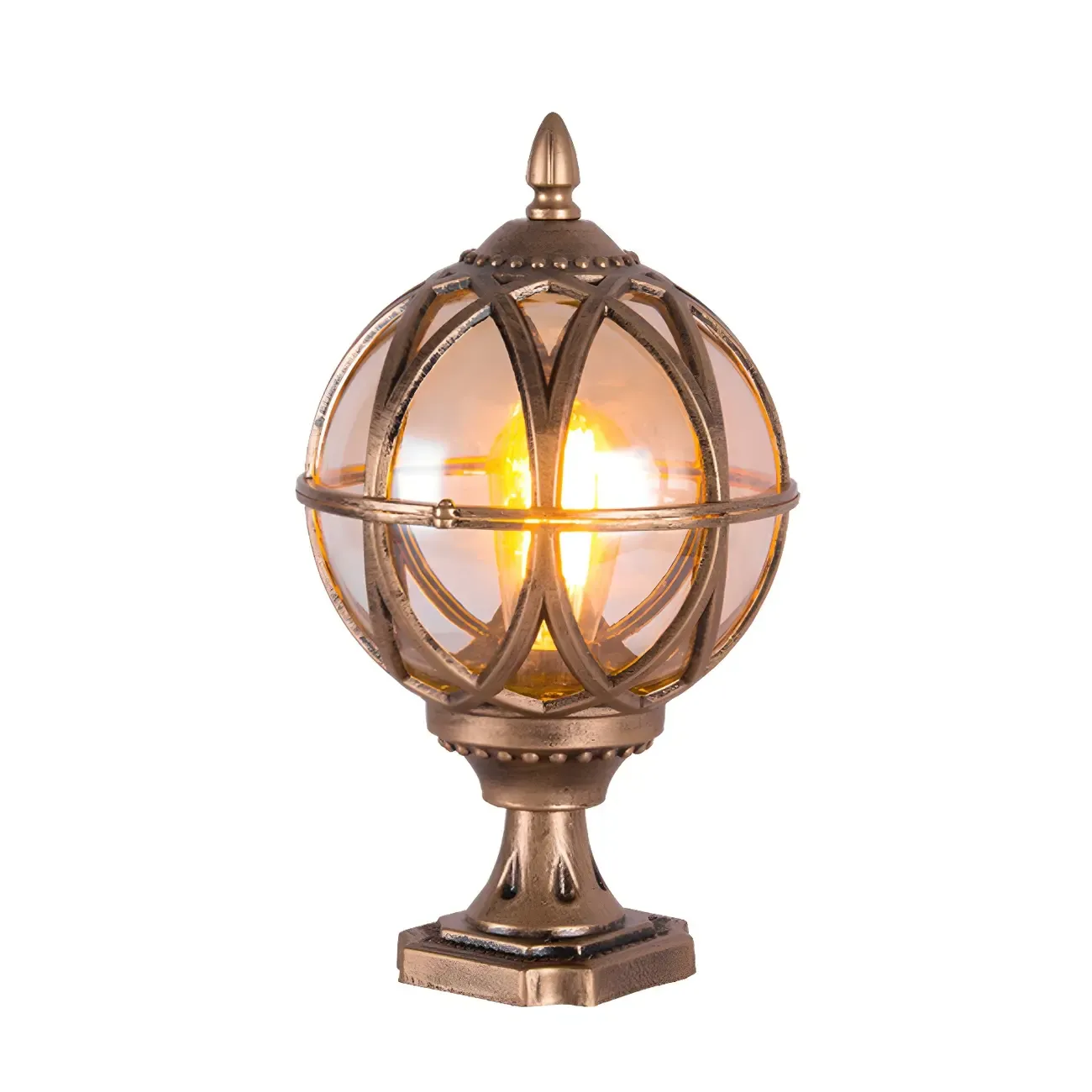 Retro Metal Glass Globe Post Cap Light Image - 8