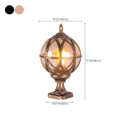 Retro Metal Glass Globe Post Cap Light Image - 15