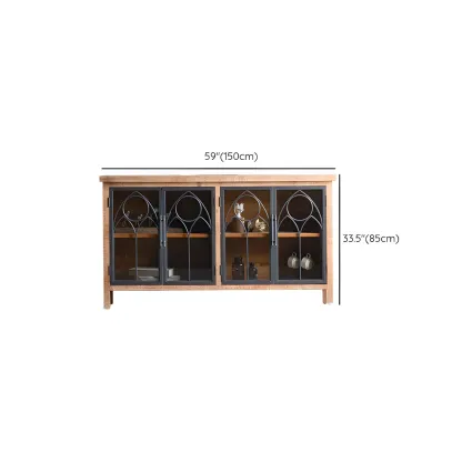 Traditional Wooden Glass Display Cabinet with Intricate Design #size