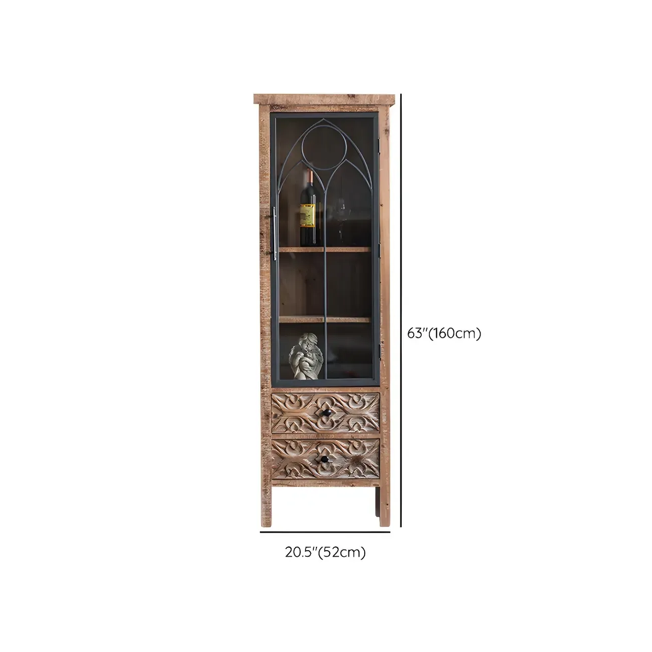 Traditional Wooden Glass Display Cabinet with Intricate Design Image - 18