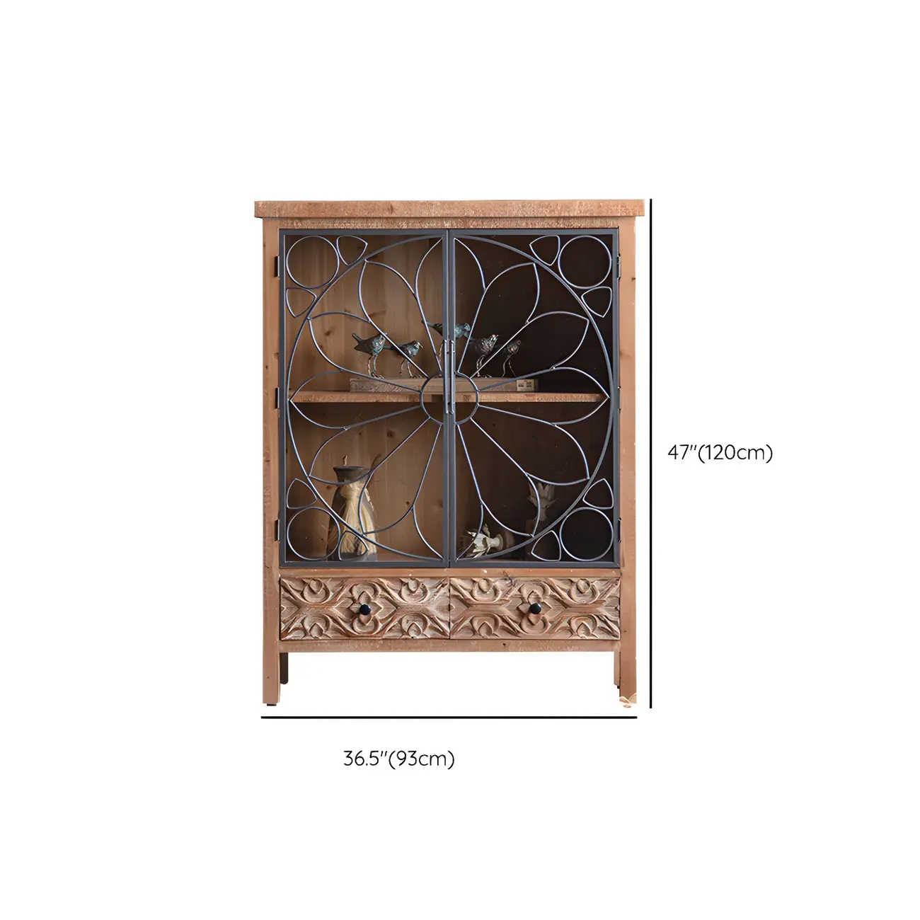 Traditional Wooden Glass Display Cabinet with Intricate Design Image - 19 | homeyfad