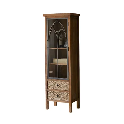 Traditional Wooden Display Cabinet with Glass Doors for Home Image - 2