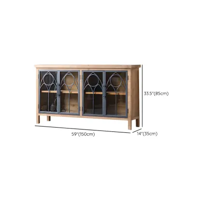 Traditional Wooden Display Cabinet with Glass Doors for Home #size
