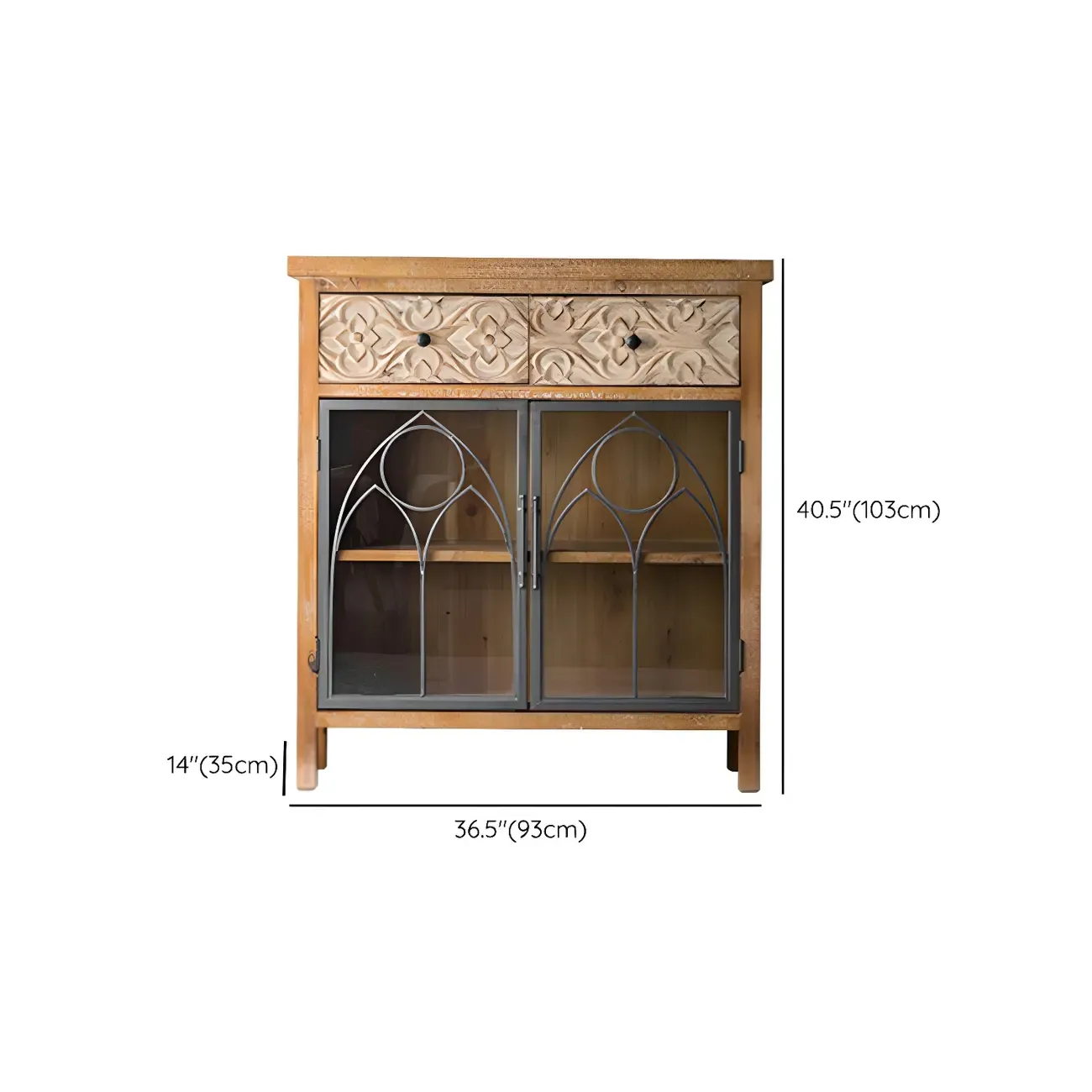 Traditional Wooden Display Cabinet with Glass Doors for Home Image - 24