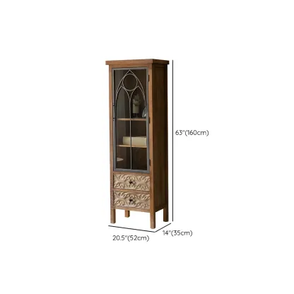 Traditional Wooden Display Cabinet with Glass Doors for Home Image - 25