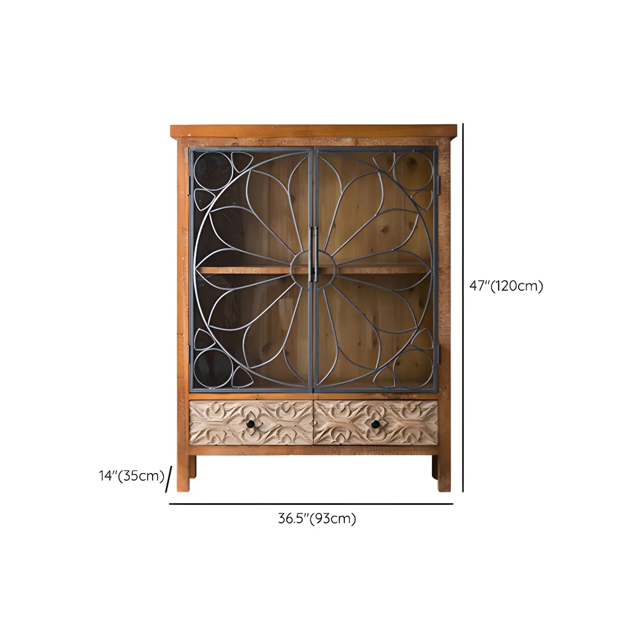 Traditional Wooden Display Cabinet with Glass Doors for Home Image - 26 | homeyfad