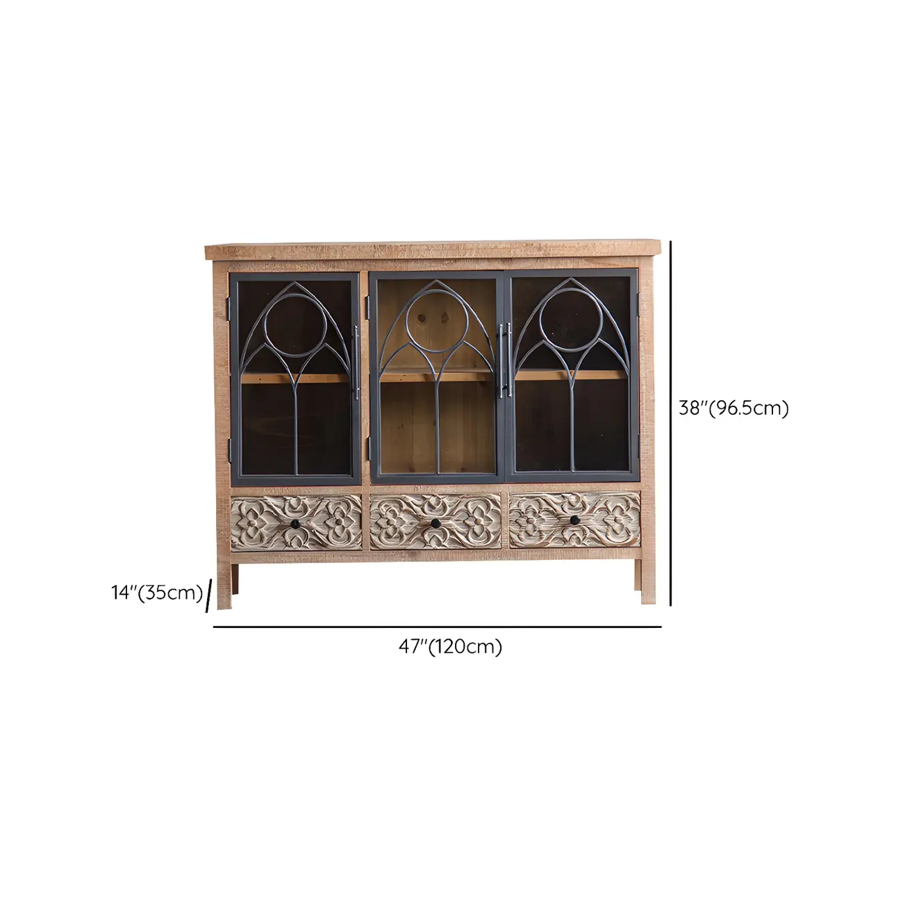 Traditional Wooden Display Cabinet with Glass Doors for Home Image - 27 | homeyfad