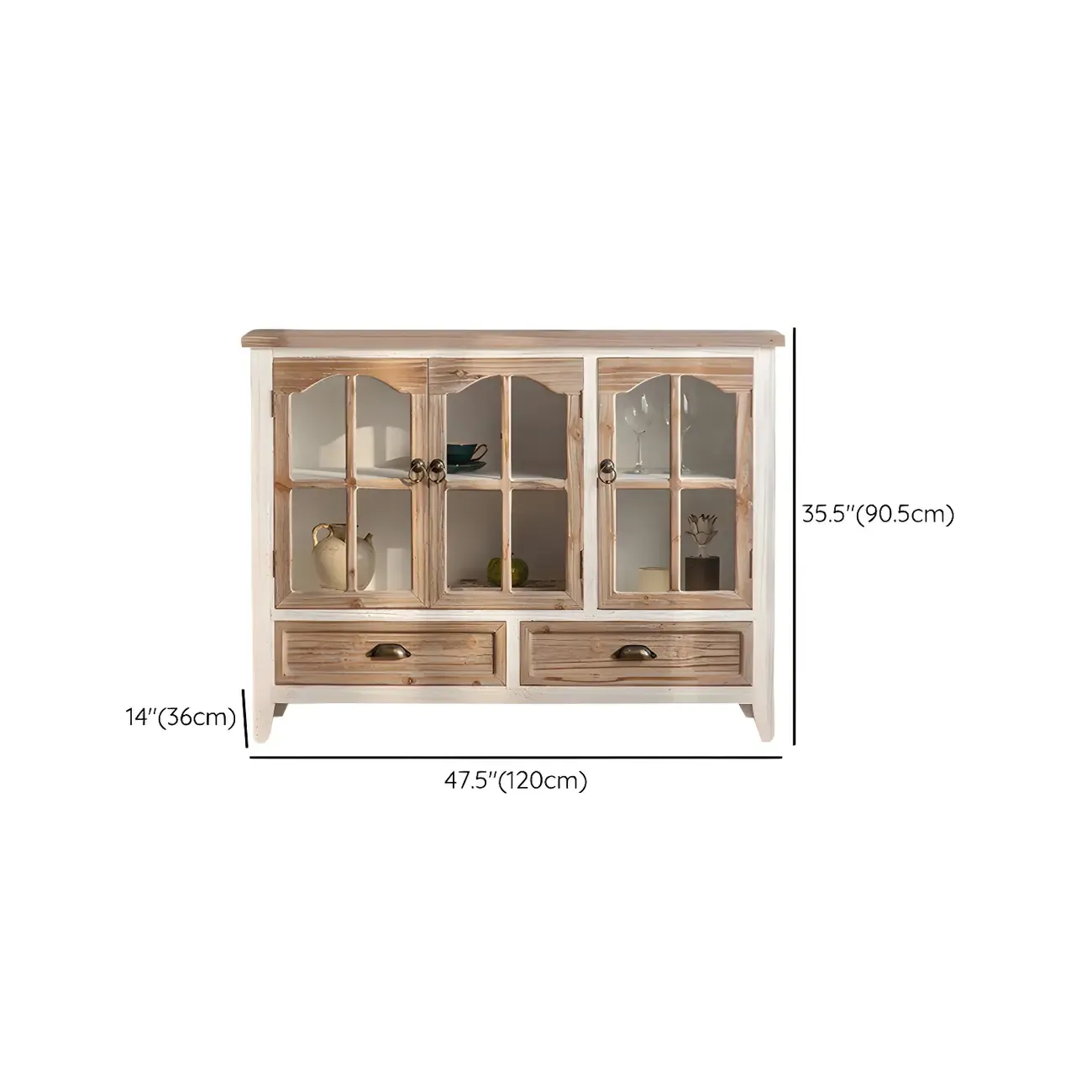Traditional Wooden Display Cabinet with Glass Doors for Home Image - 30