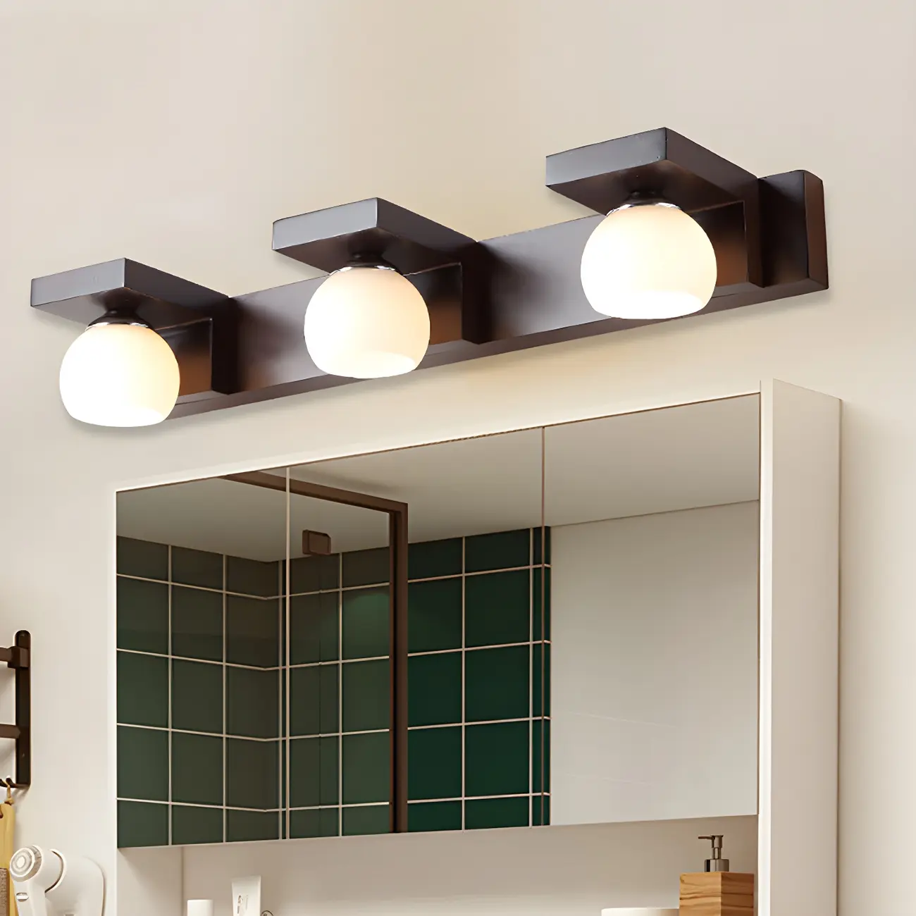 Elegant Globe Vanity Light with White Glass Shade for Bathroom Image - 2 | homeyfad