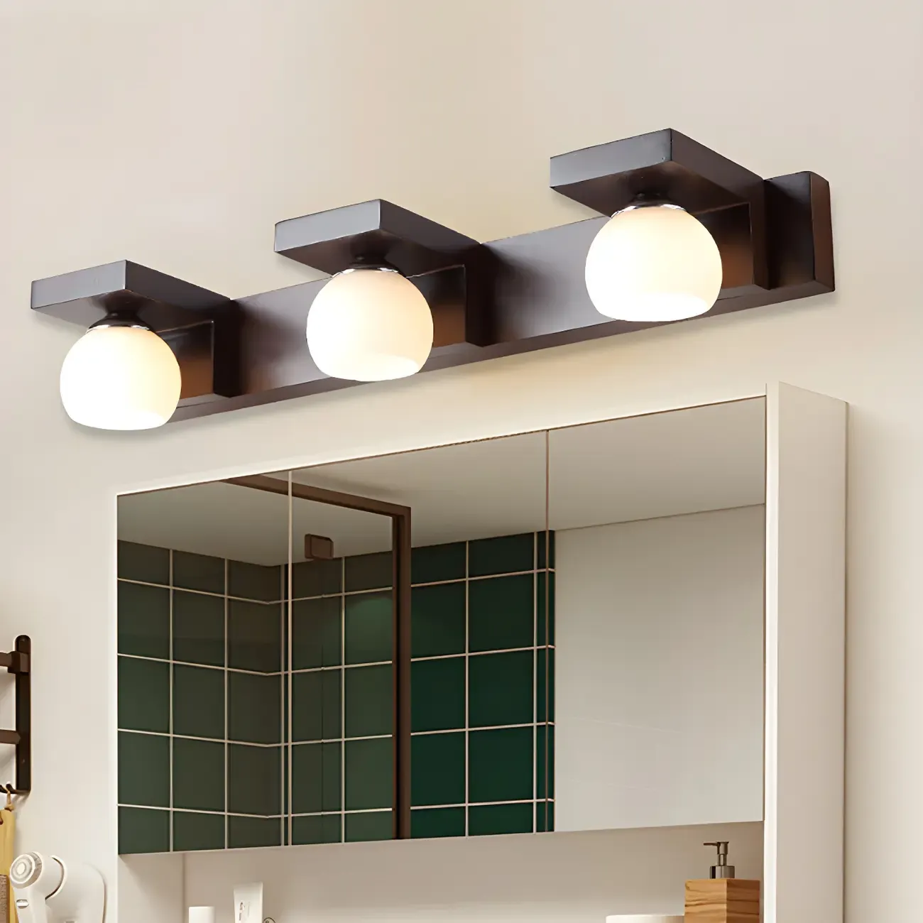 Elegant Globe Vanity Light with White Glass Shade for Bathroom Image - 2