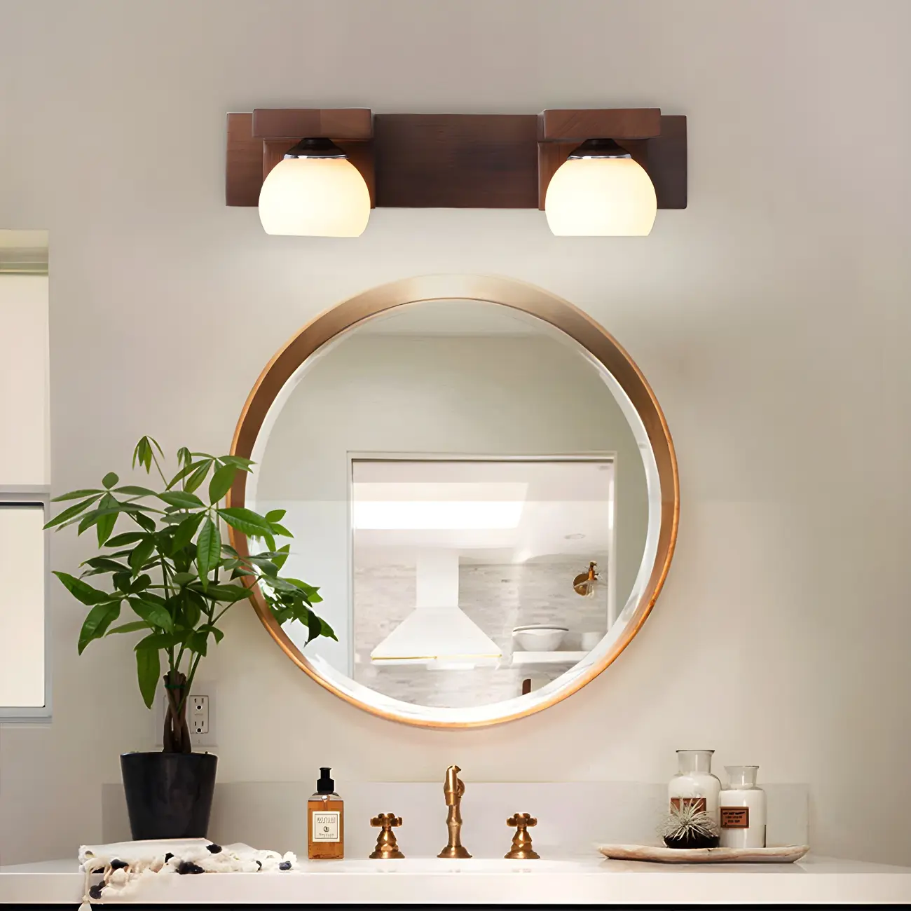 Elegant Globe Vanity Light with White Glass Shade for Bathroom Image - 1 | homeyfad