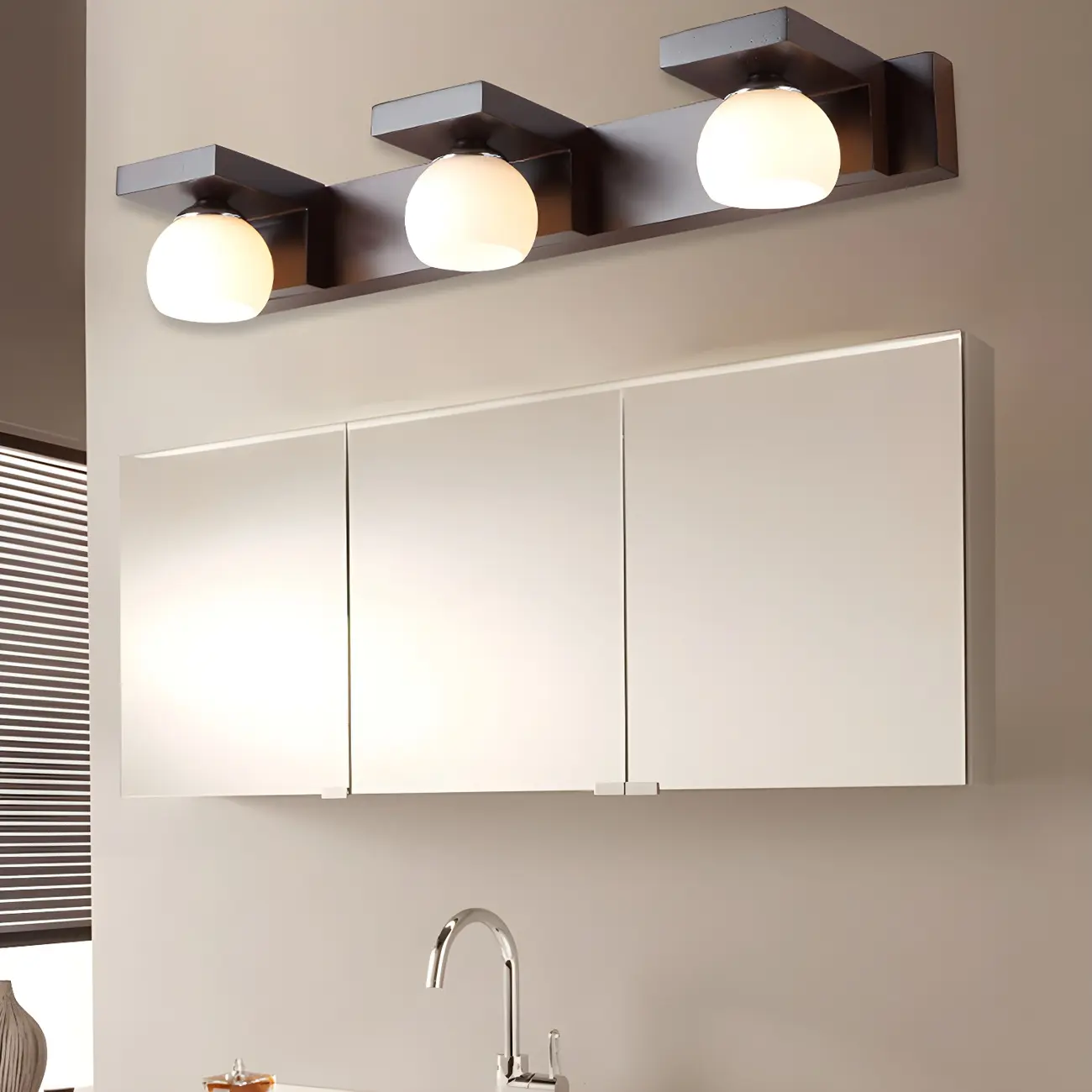 Elegant Globe Vanity Light with White Glass Shade for Bathroom Image - 3 | homeyfad