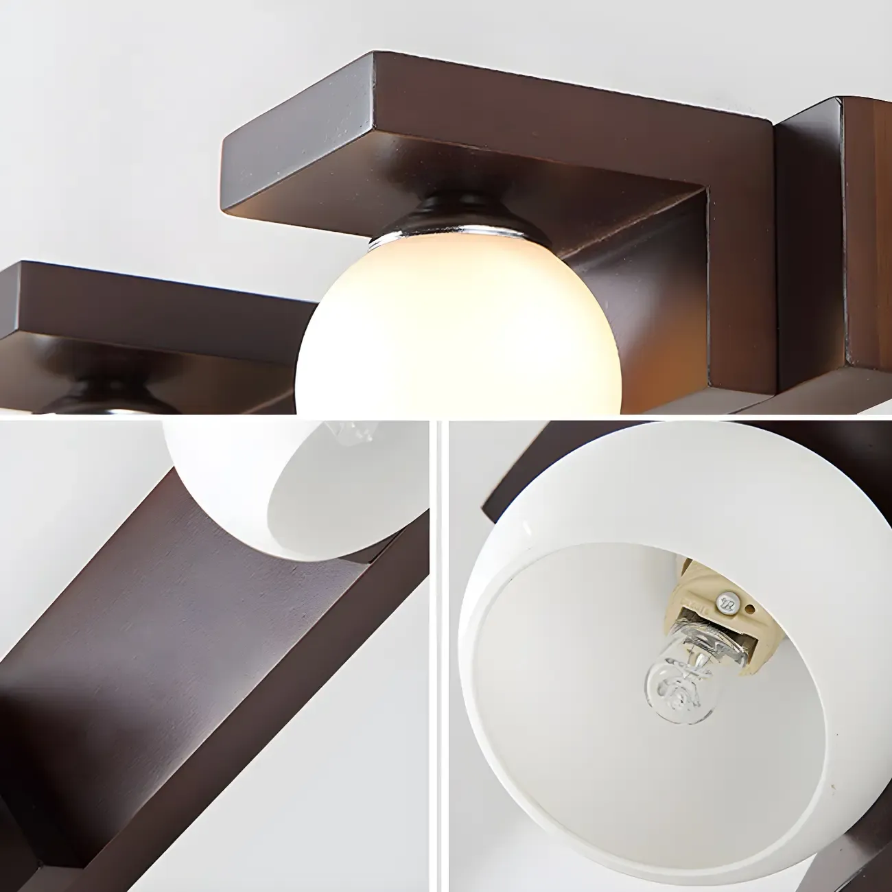 Elegant Globe Vanity Light with White Glass Shade for Bathroom Image - 4