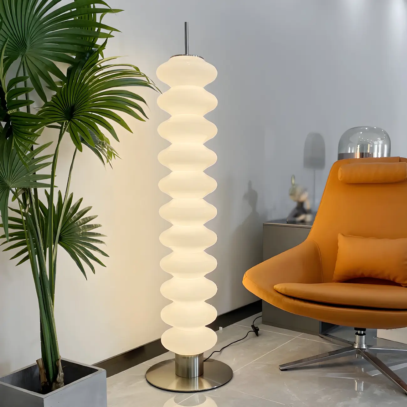 Standing White LED Glass Floor Lamp for Living Room Decor Image - 1 | homeyfad