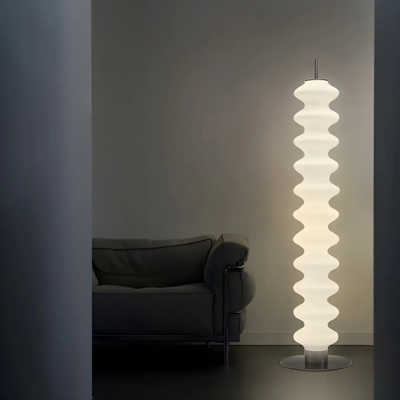 Standing White LED Glass Floor Lamp for Living Room Decor Image - 6 | homeyfad