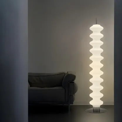 Standing White LED Glass Floor Lamp for Living Room Decor Image - 6