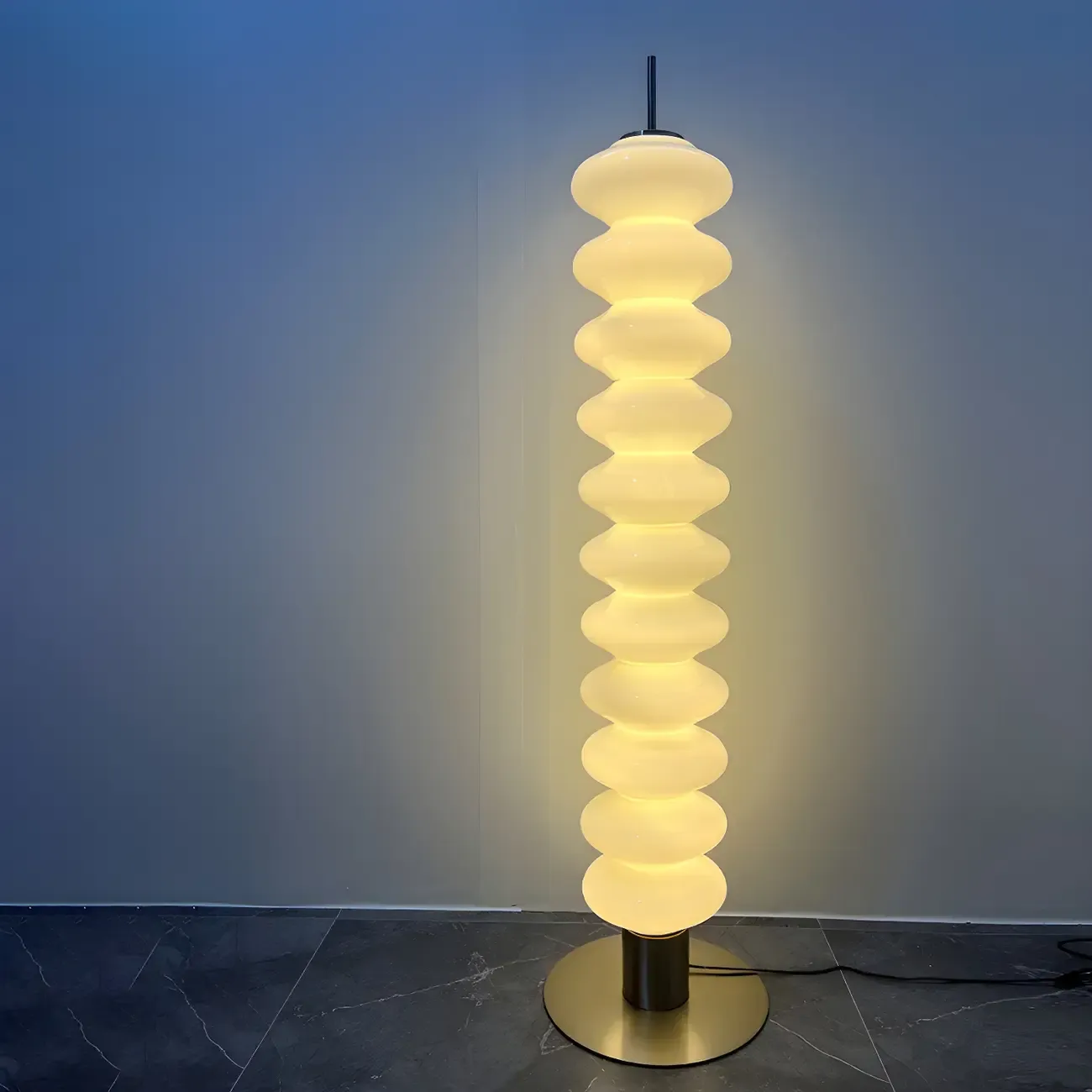 Standing White LED Glass Floor Lamp for Living Room Decor Image - 8