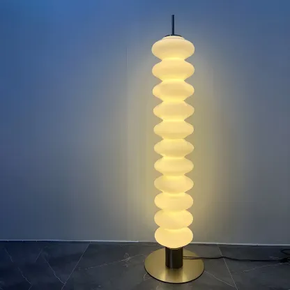 Standing White LED Glass Floor Lamp for Living Room Decor Image - 8